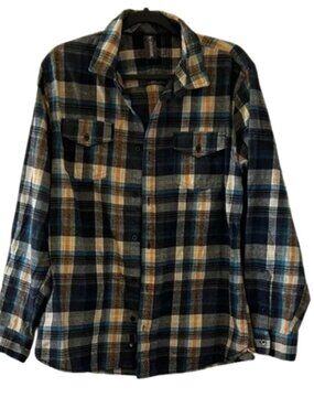 Burnside Plaid Flannel Shirt in Black, Blue & Yellow